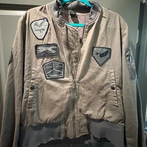 DROPDEAD X GAME OF THRONES Men's Tan Bomber Jacket with Patches